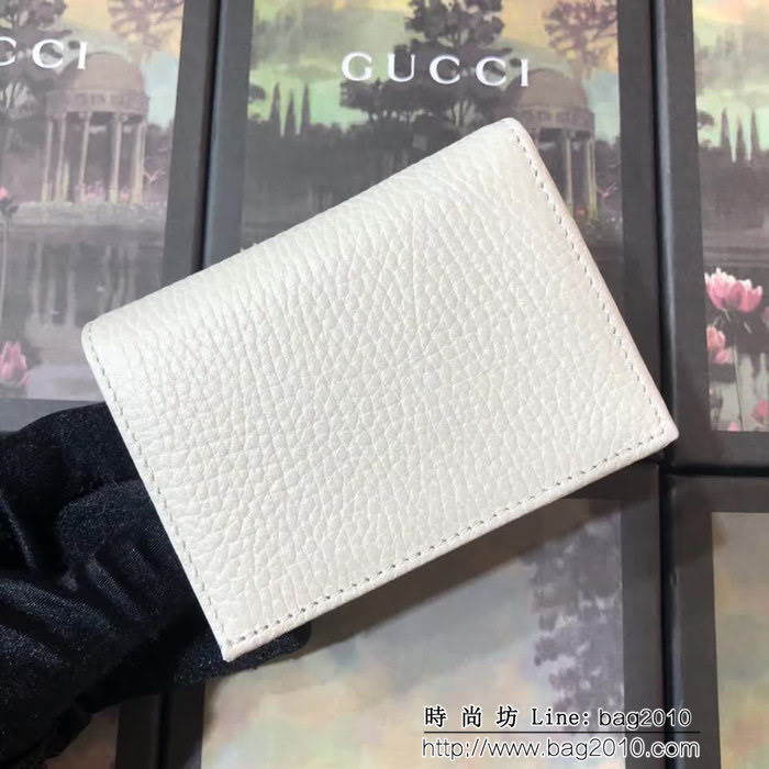 GUCCI古馳 頂級原單 2018早秋新品 女士雙折皮夾 524289 白配粉 WTG2064